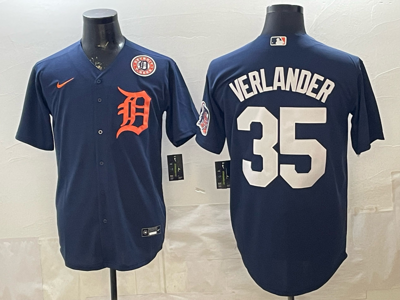 Men Detroit Tigers #35 Verlander blue Game Nike MLB Jersey032100103